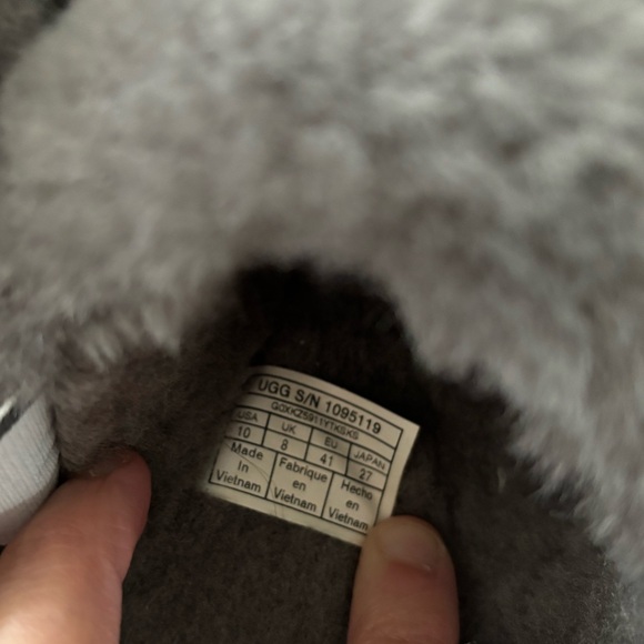 UGG Fluff Yeah Slide Slippers Charcoal Gray Shearling Platform Sandals Size 10 - Picture 7 of 8
